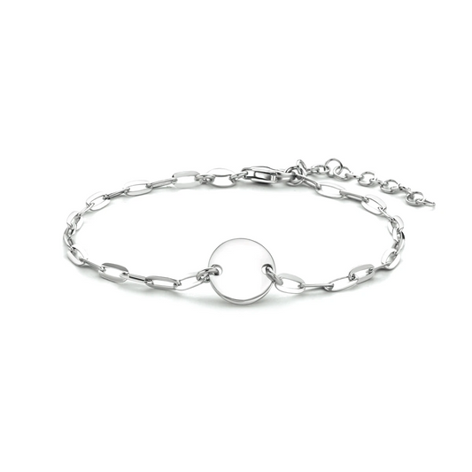 armband rondje 16 + 3 cm zilver gerhodineerd