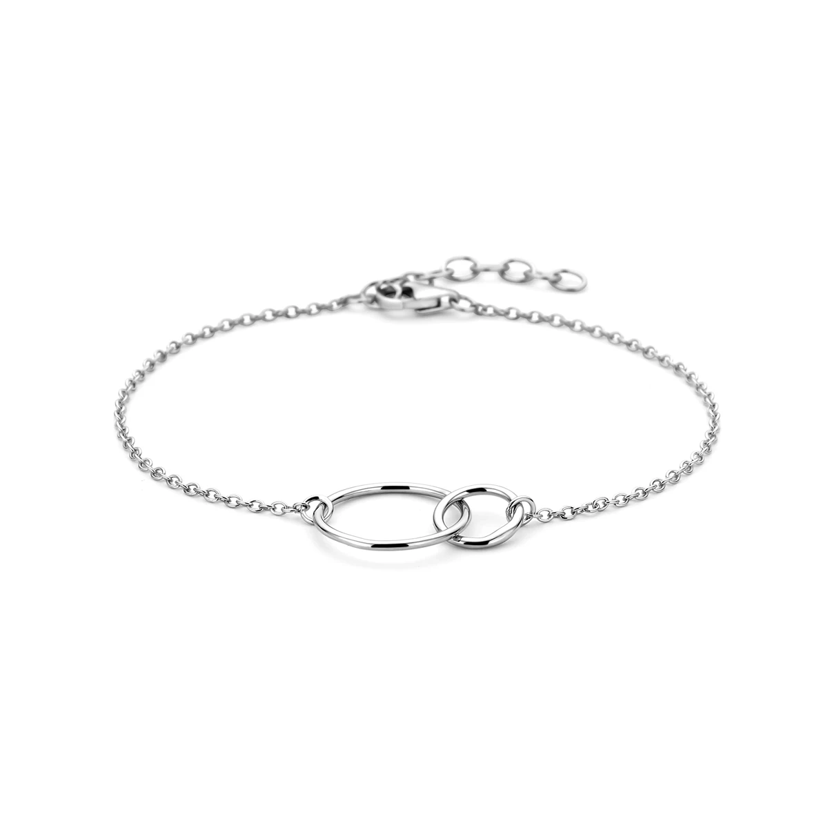 armband rondjes 1,3 mm 16 + 2,5 cm zilver gerhodineerd