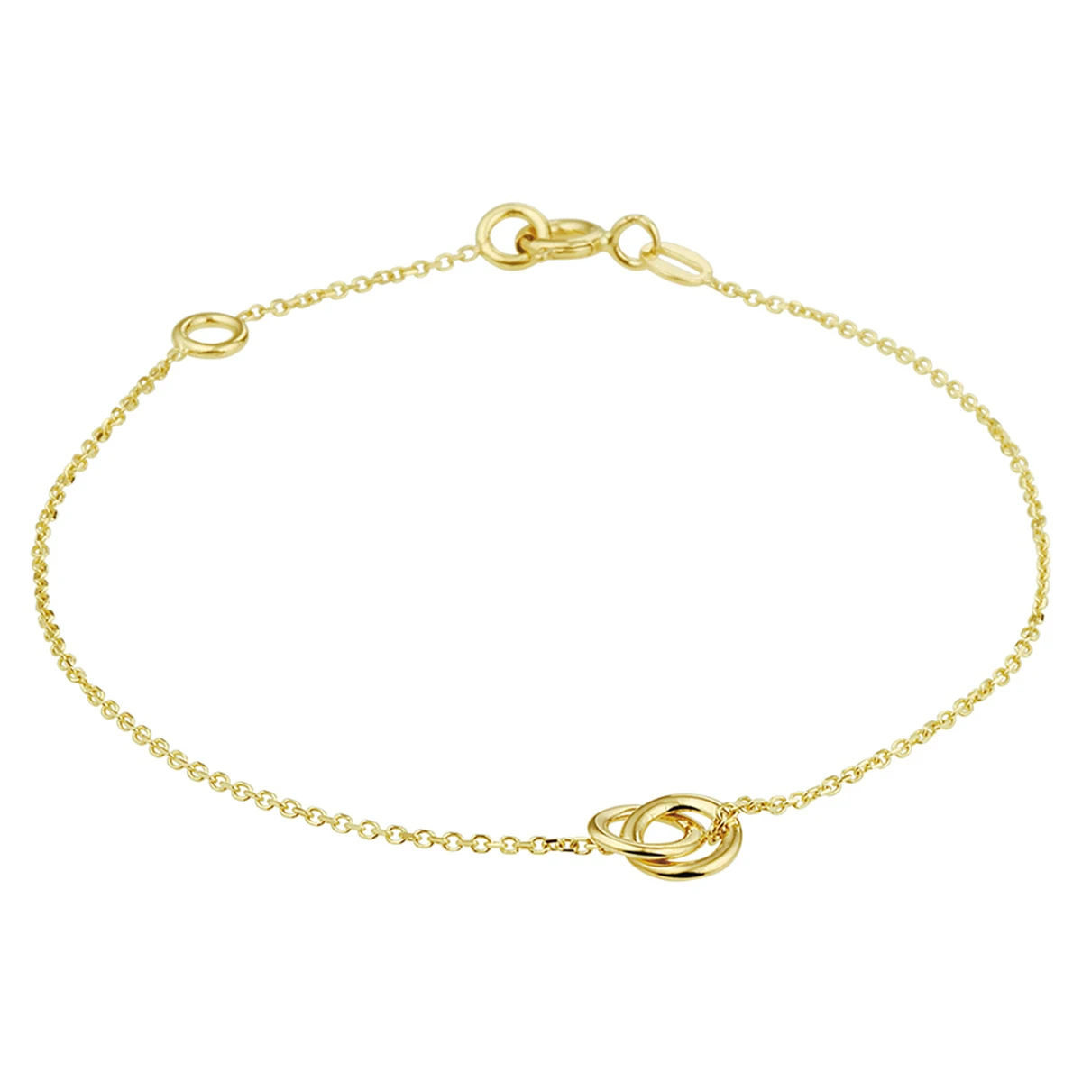 armband rondjes 16 - 18 cm 14K geelgoud