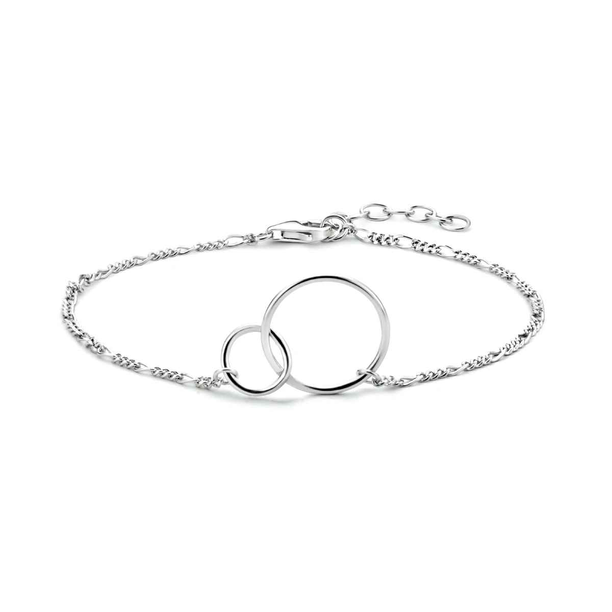 armband rondjes 16 + 2,5 cm zilver gerhodineerd