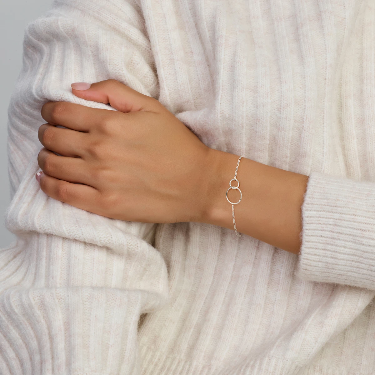 armband rondjes 16 + 2,5 cm zilver gerhodineerd