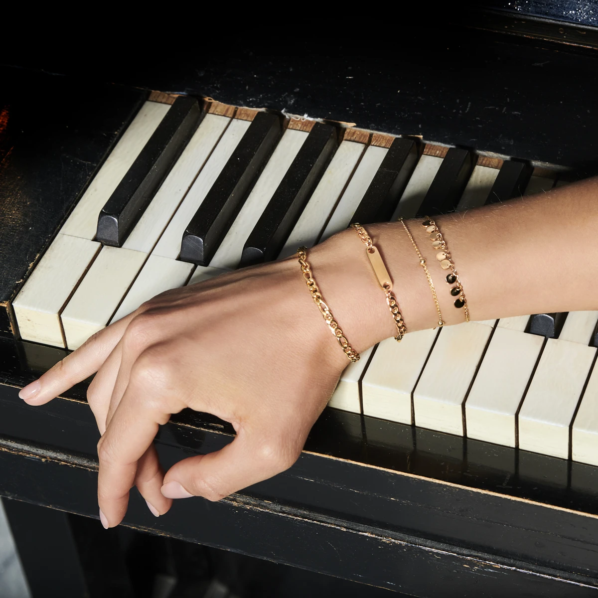 armband rondjes 16 + 3 cm ion plating edelstaal