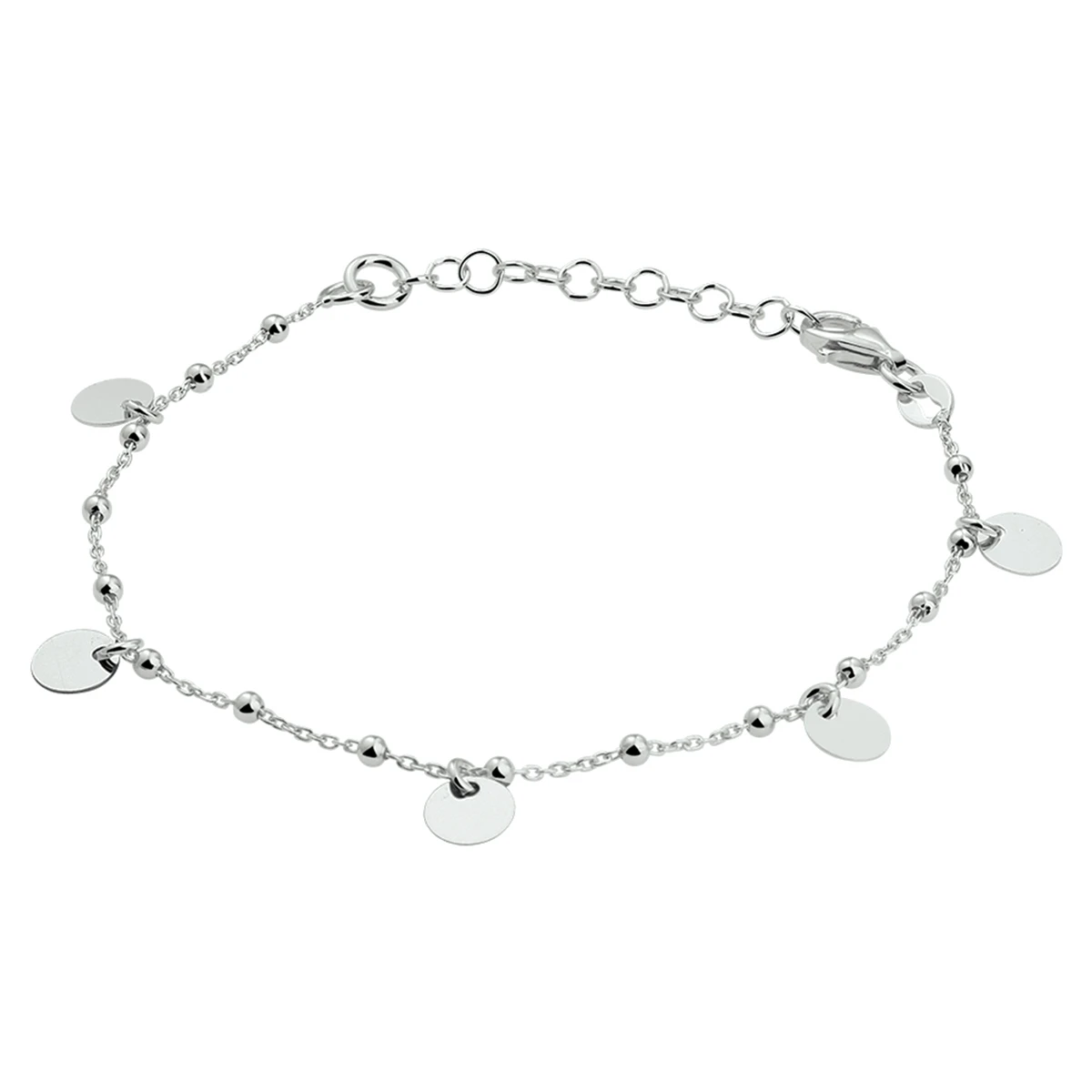 armband rondjes 16 + 3 cm zilver gerhodineerd