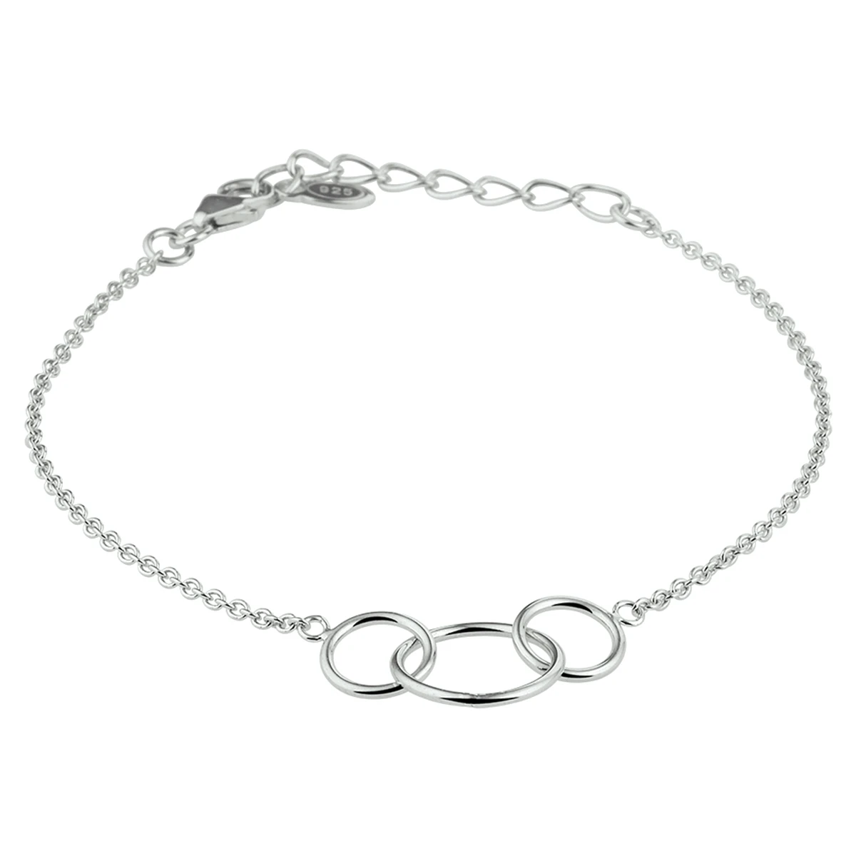 armband rondjes 16 + 3 cm zilver gerhodineerd