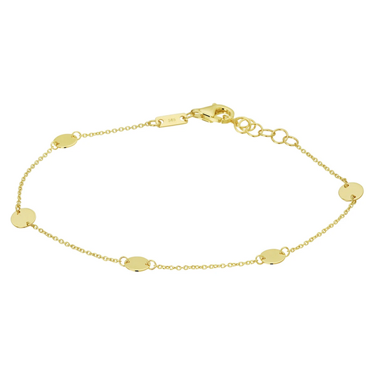 armband rondjes 16,5 - 17,5 - 18,5 cm 14K geelgoud