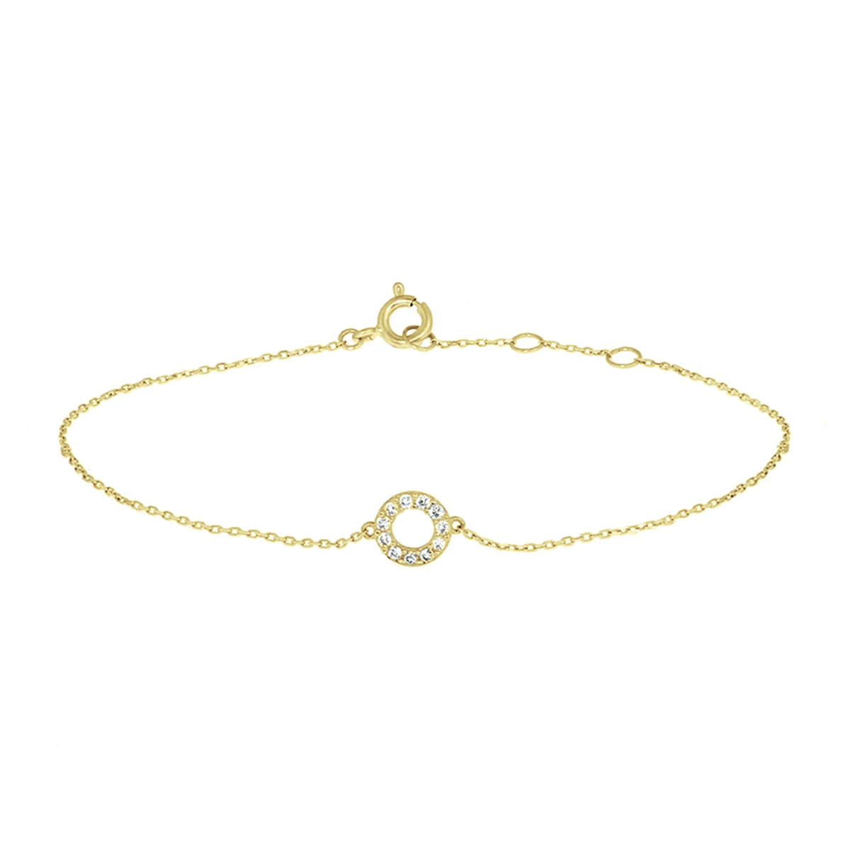 armband rondjes zirkonia 16,5 - 17,5 - 18,5 cm 14K geelgoud