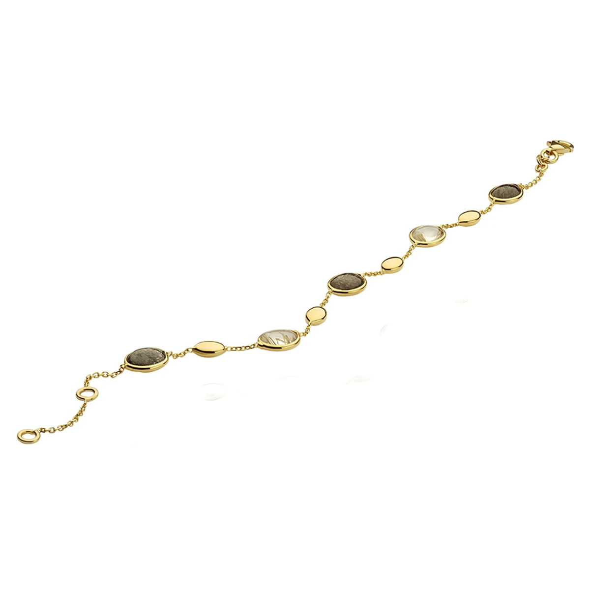 armband rutiel kwarts 17 - 19 cm 14K geelgoud