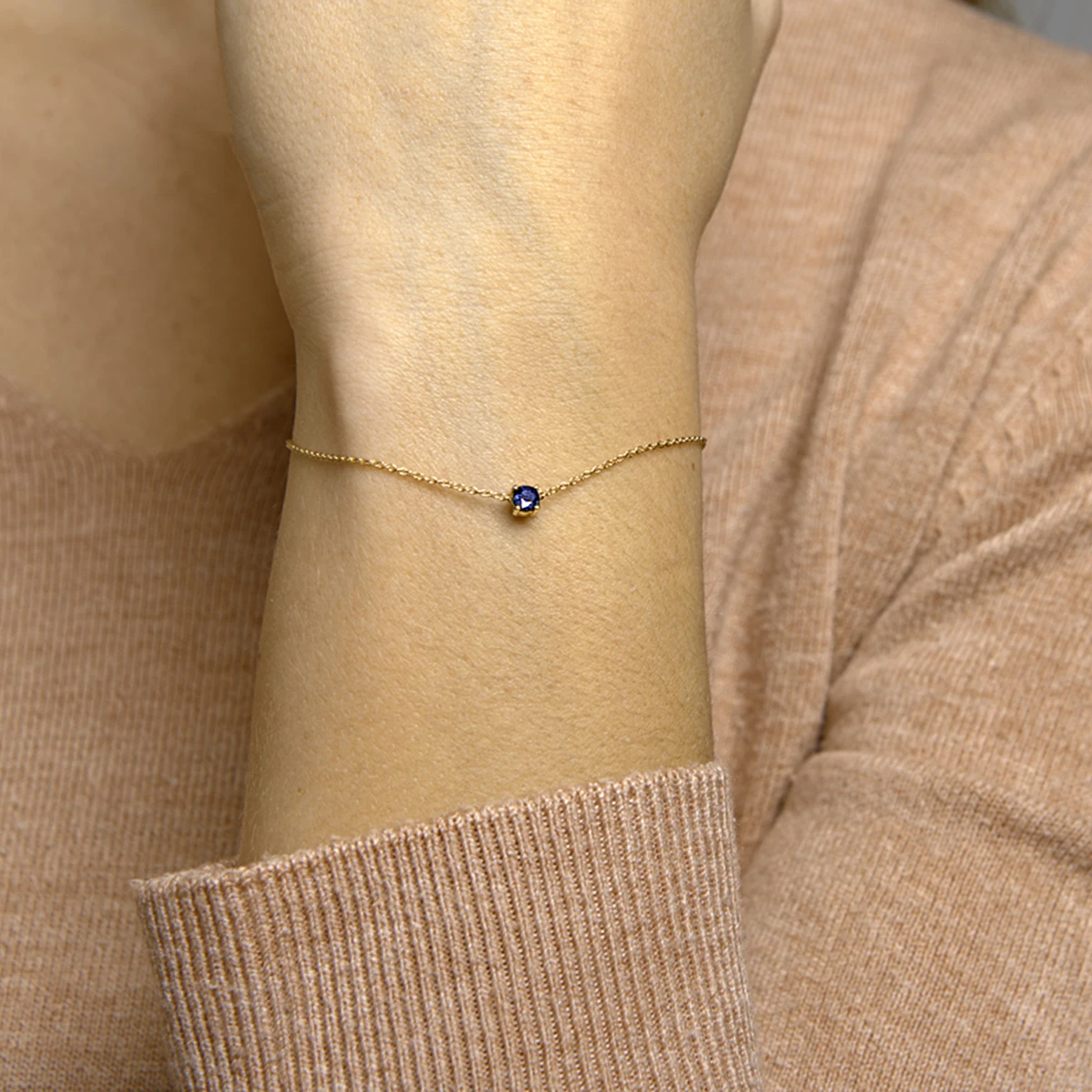 armband saffier 15,5 - 17 - 18,5 cm 14K geelgoud