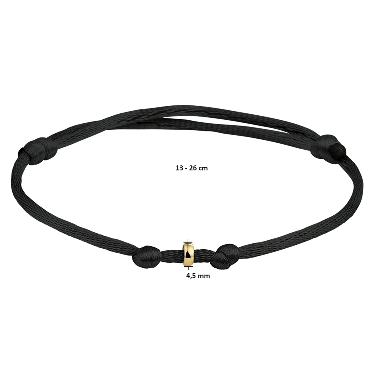 armband satijn 13 + 13 14K goud met rubber/nylon/leer