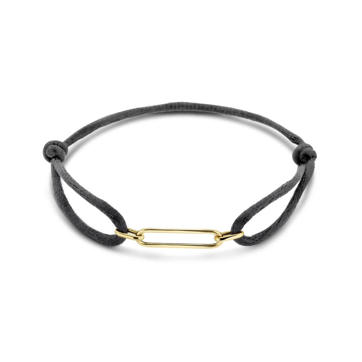 armband satijn 13 - 26 cm 14K goud met rubber/nylon/leer