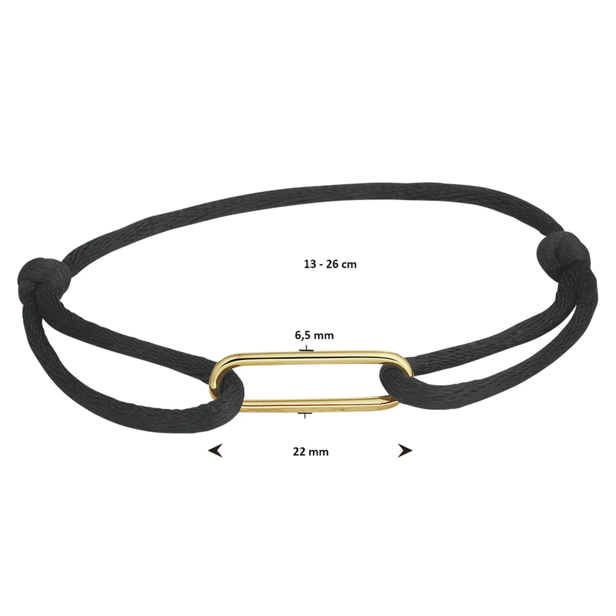armband satijn 14K goud met rubber/nylon/leer