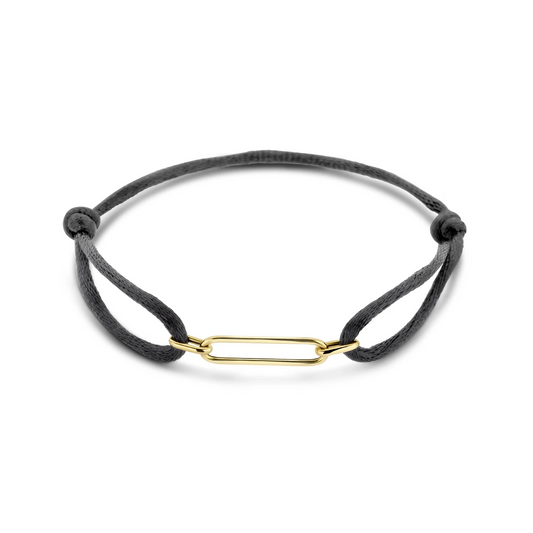 armband satijn 14K goud met rubber/nylon/leer