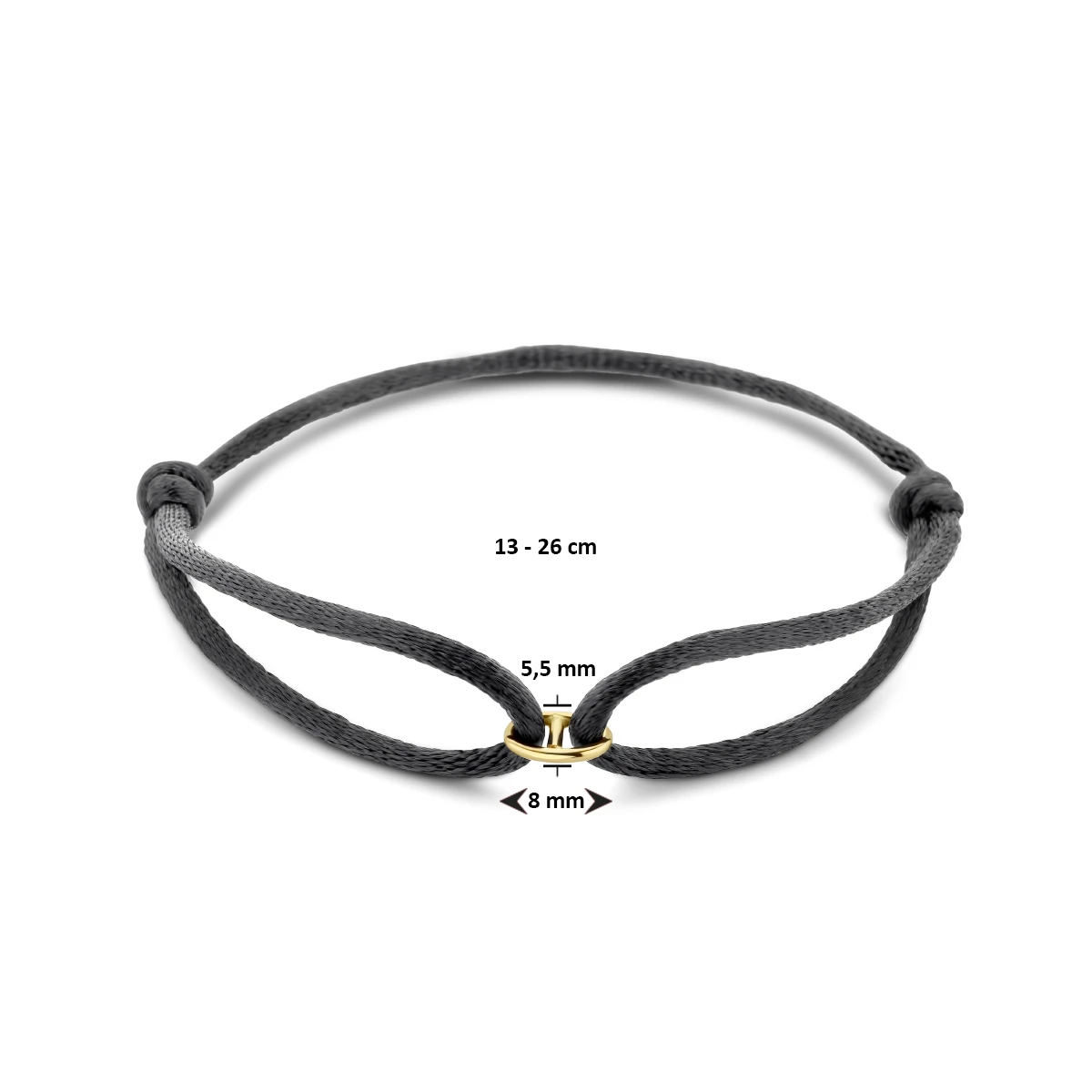 armband satijn 14K goud met rubber/nylon/leer