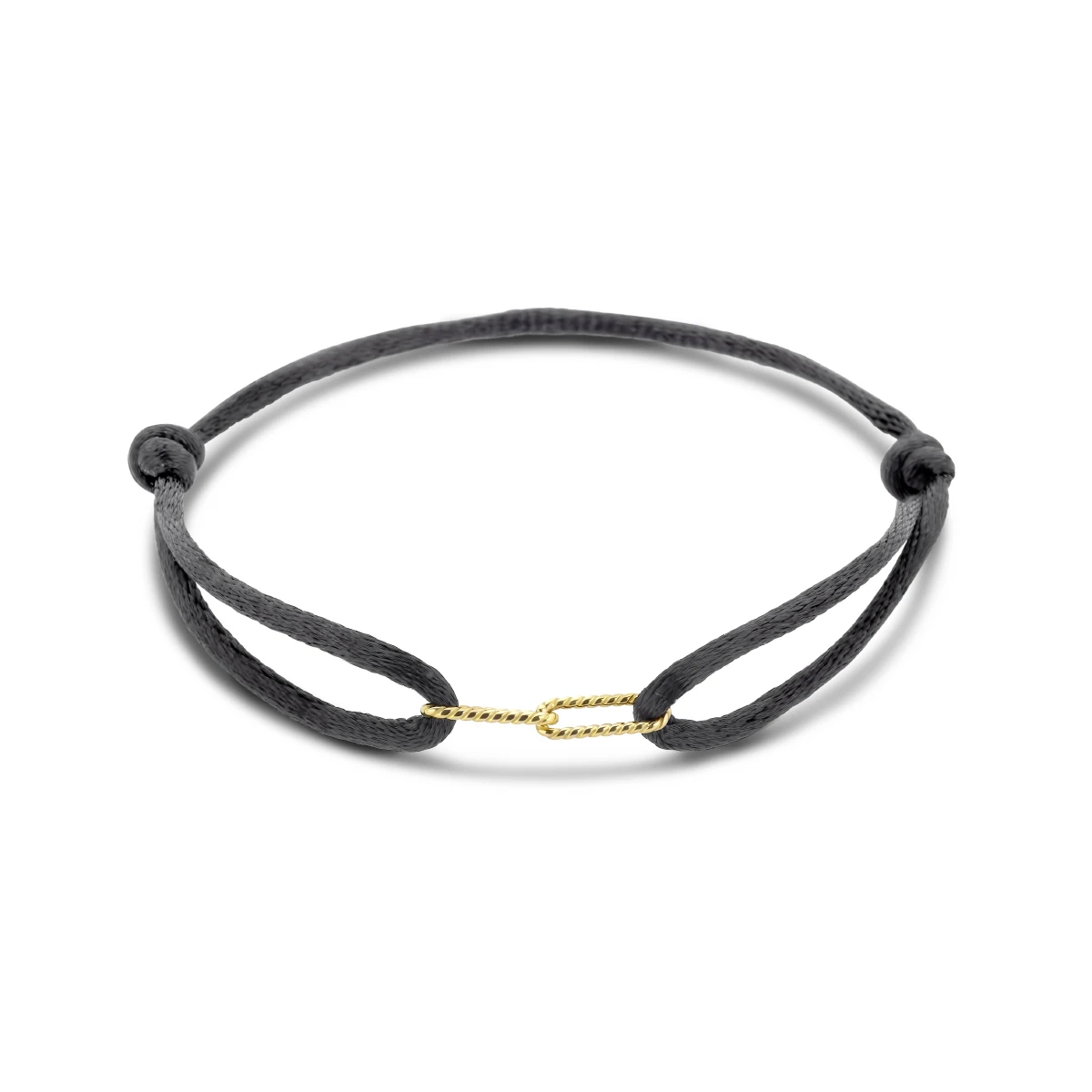armband satijn 14K goud met rubber/nylon/leer