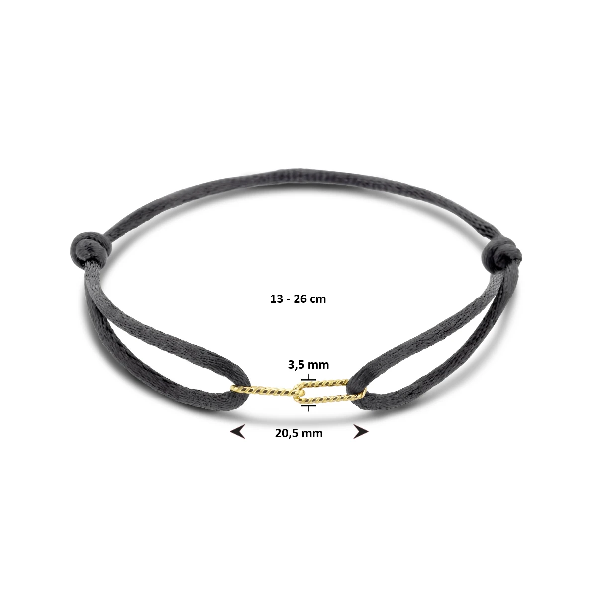 armband satijn 14K goud met rubber/nylon/leer