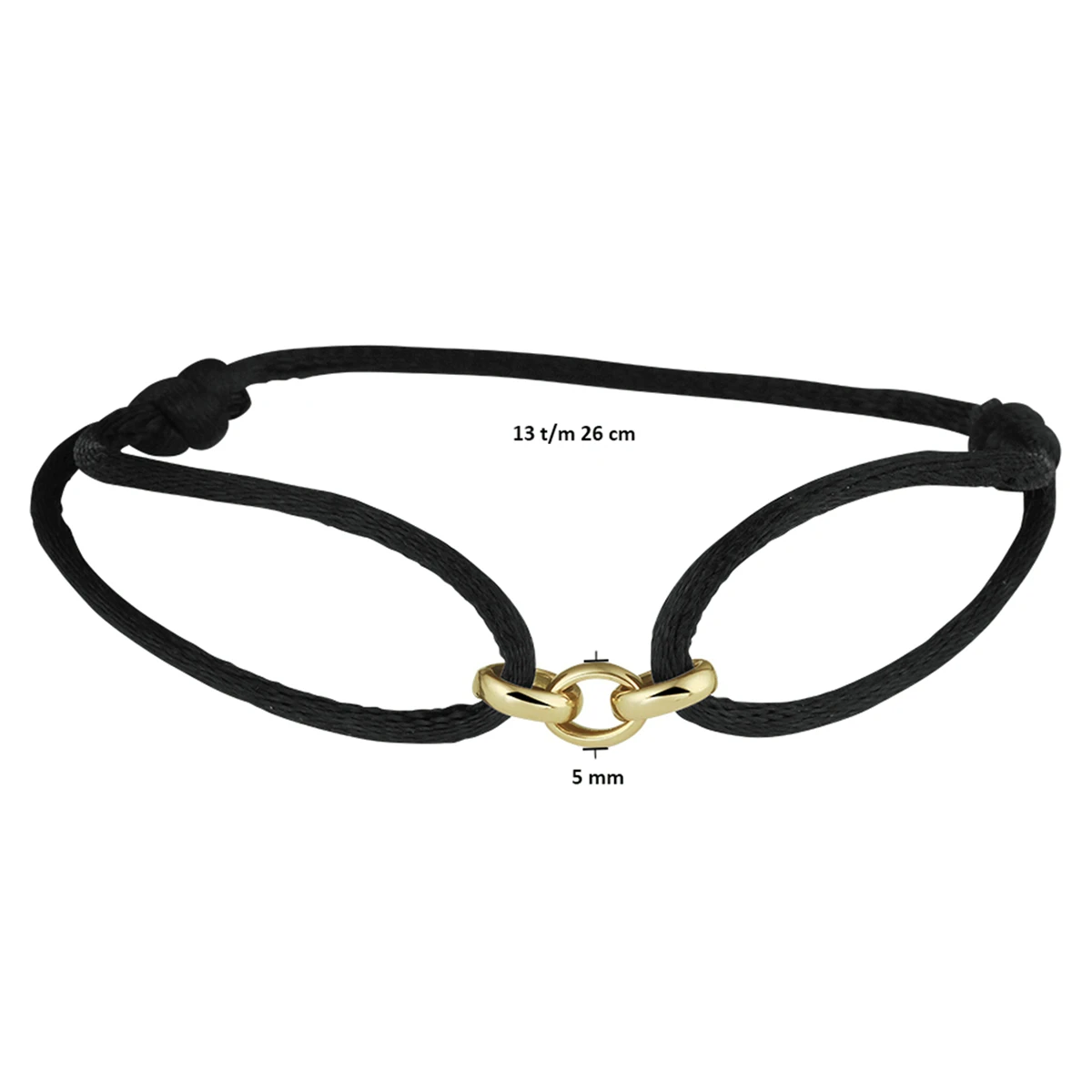 armband satijn 14K goud met rubber/nylon/leer