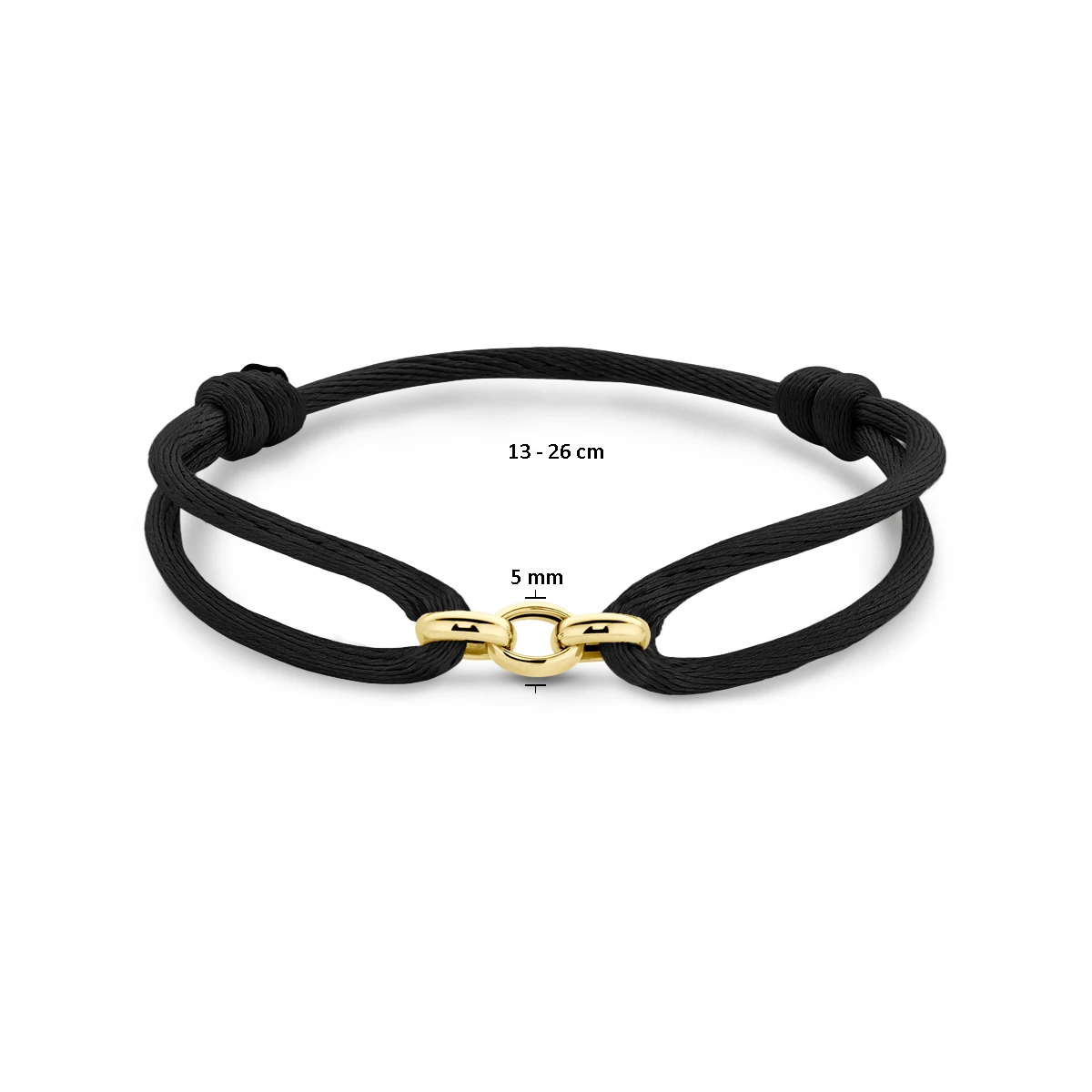 armband satijn 14K goud met rubber/nylon/leer