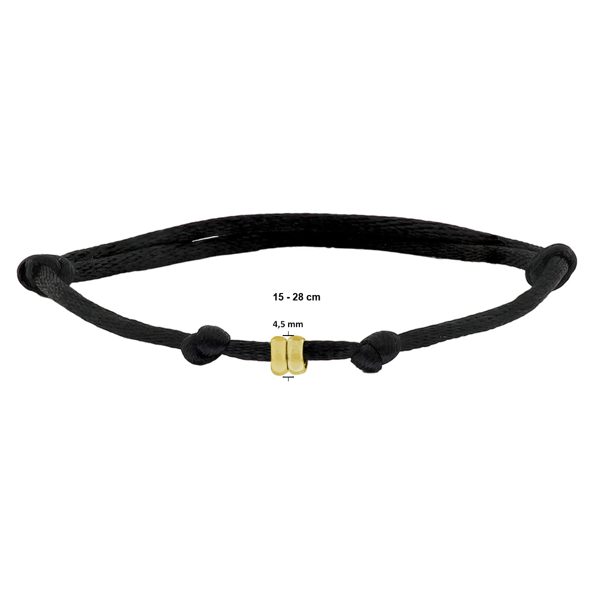 armband satijn 15 + 13 cm 14K goud met rubber/nylon/leer