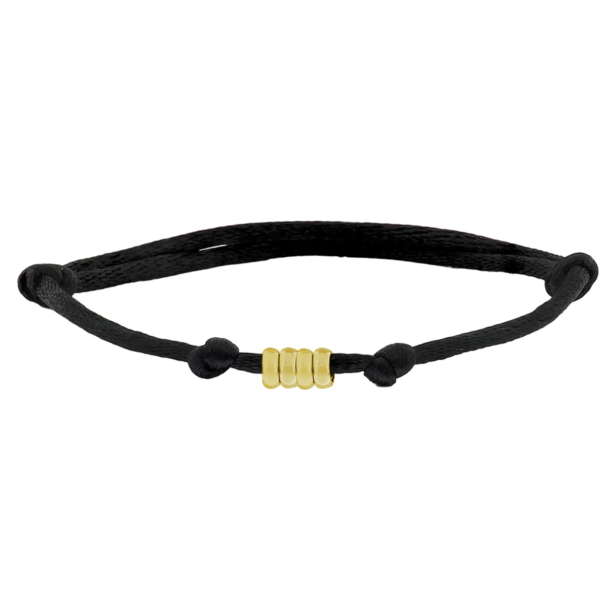 armband satijn 15 + 13 cm 14K goud met rubber/nylon/leer