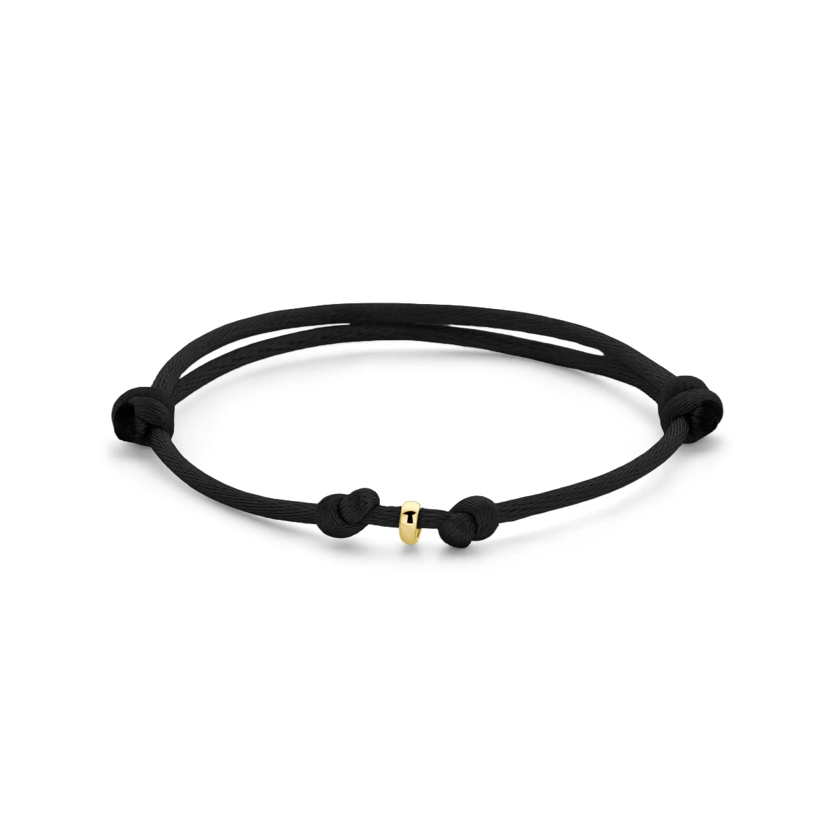 armband satijn 15 + 13 cm 14K goud met rubber/nylon/leer