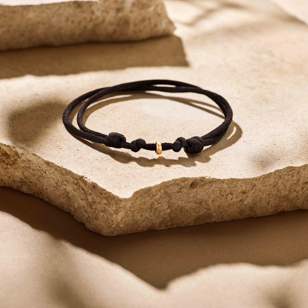 armband satijn 15 + 13 cm 14K goud met rubber/nylon/leer