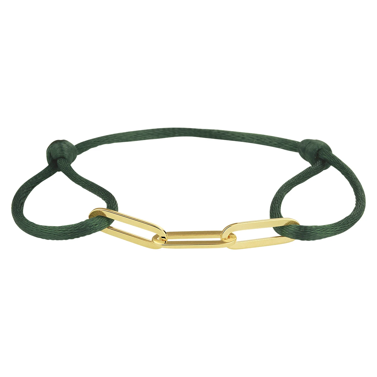 armband satijn groen 13 - 26 cm zilver verguld (met rubber/nylon/leer)