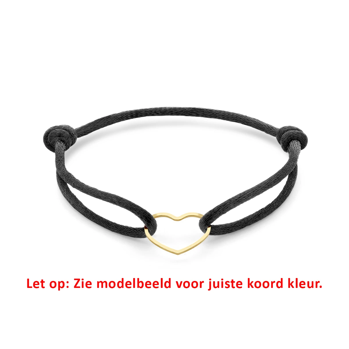 armband satijn hart 13 - 26 cm zilver verguld (met rubber/nylon/etc)