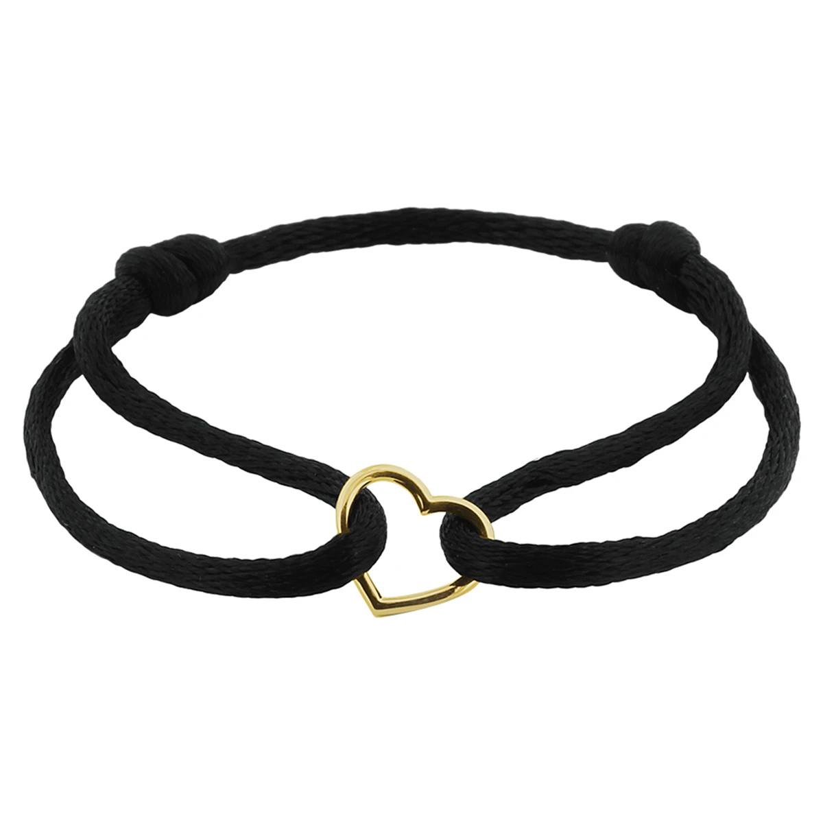 armband satijn hart 14K goud met rubber/nylon/leer