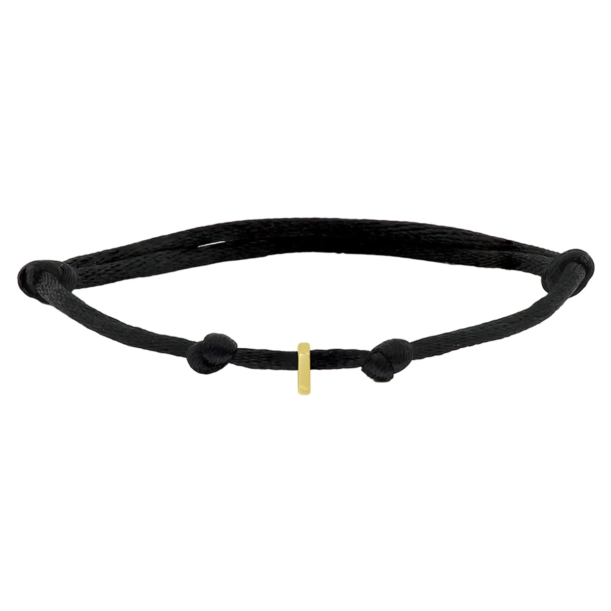 armband satijn zwart letter 13 - 26 cm 14K goud met rubber/nylon/leer