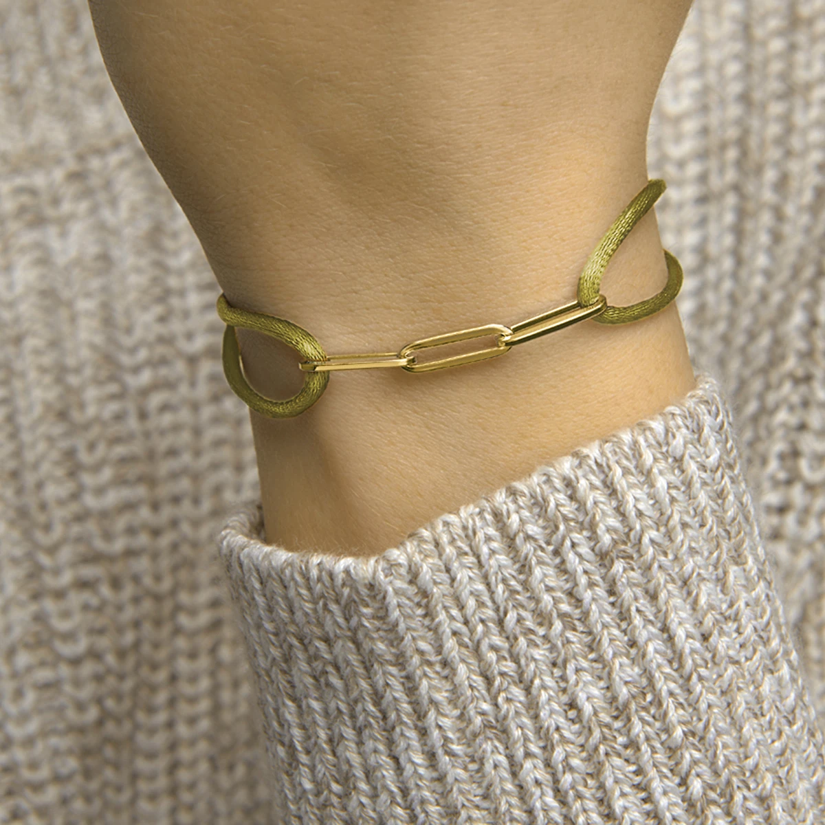 armband satijn mosgroen 13 - 26 cm zilver verguld (met rubber/nylon/leer)