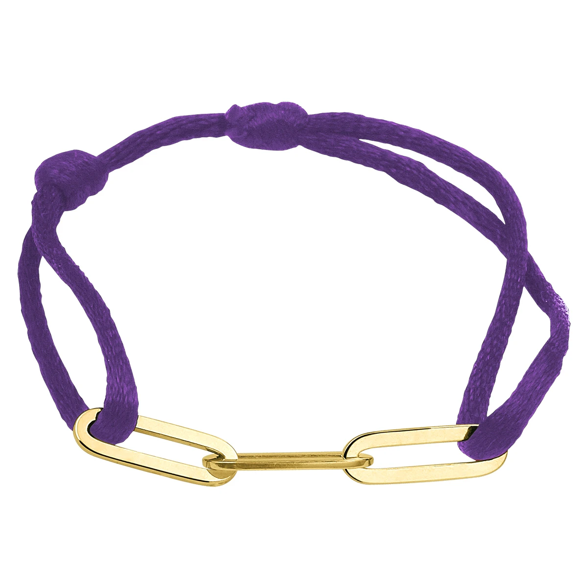 armband satijn paars 13 - 26 cm zilver verguld (met rubber/nylon/leer)