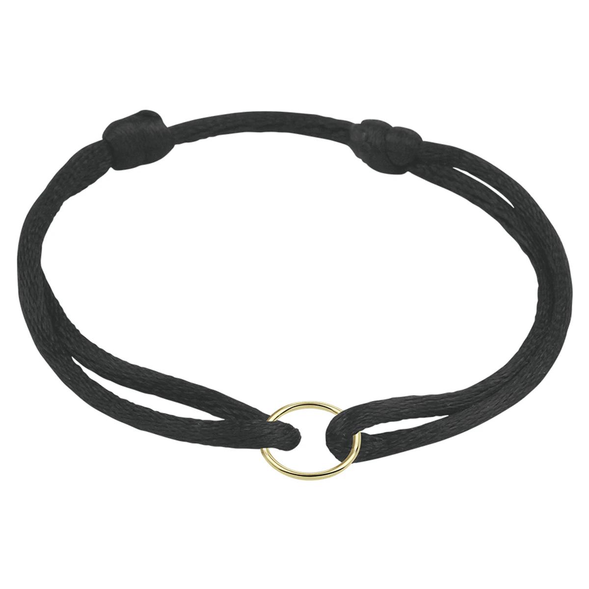 armband satijn rondje 14K goud met rubber/nylon/leer