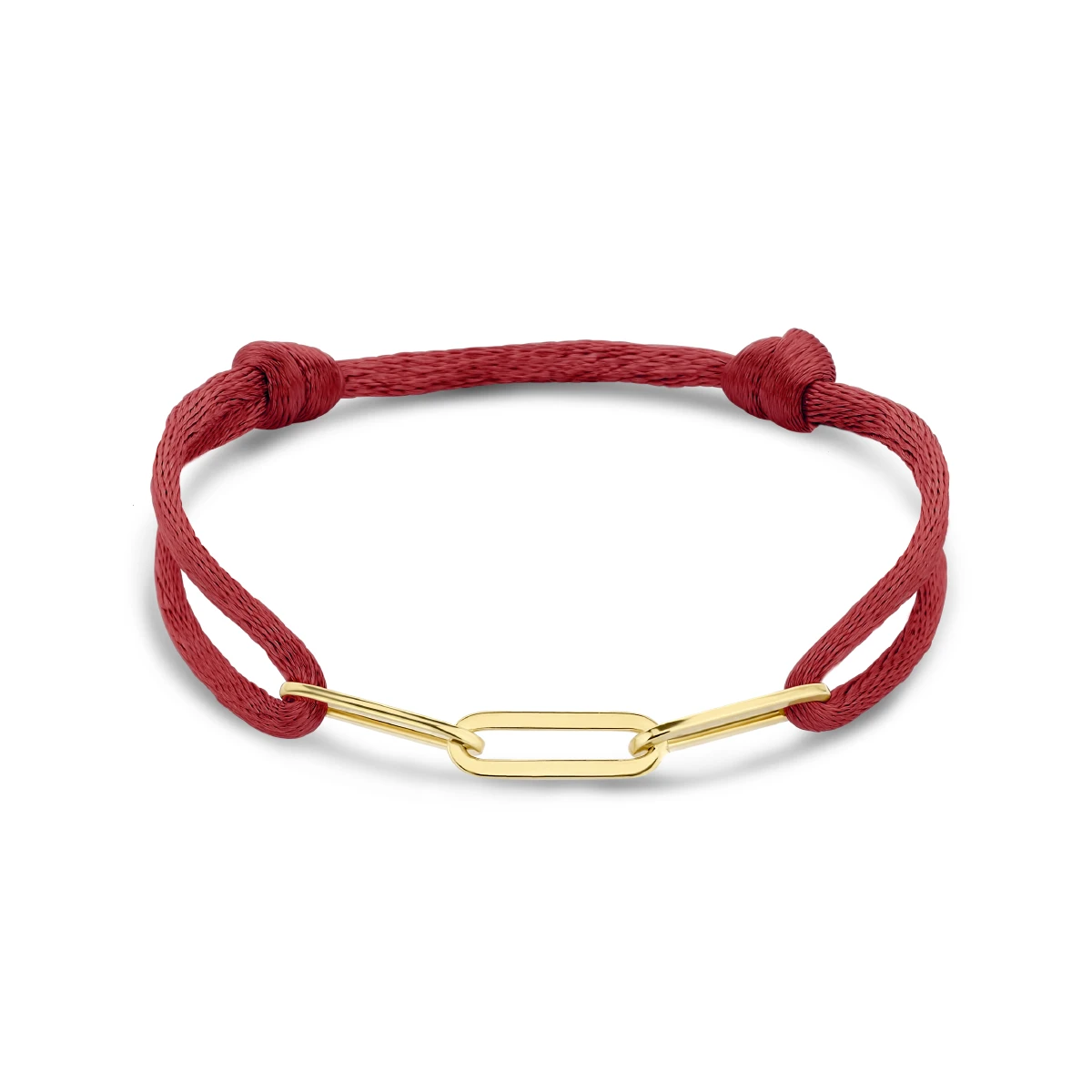 armband satijn rood 13 - 26 cm zilver verguld (met rubber/nylon/leer)