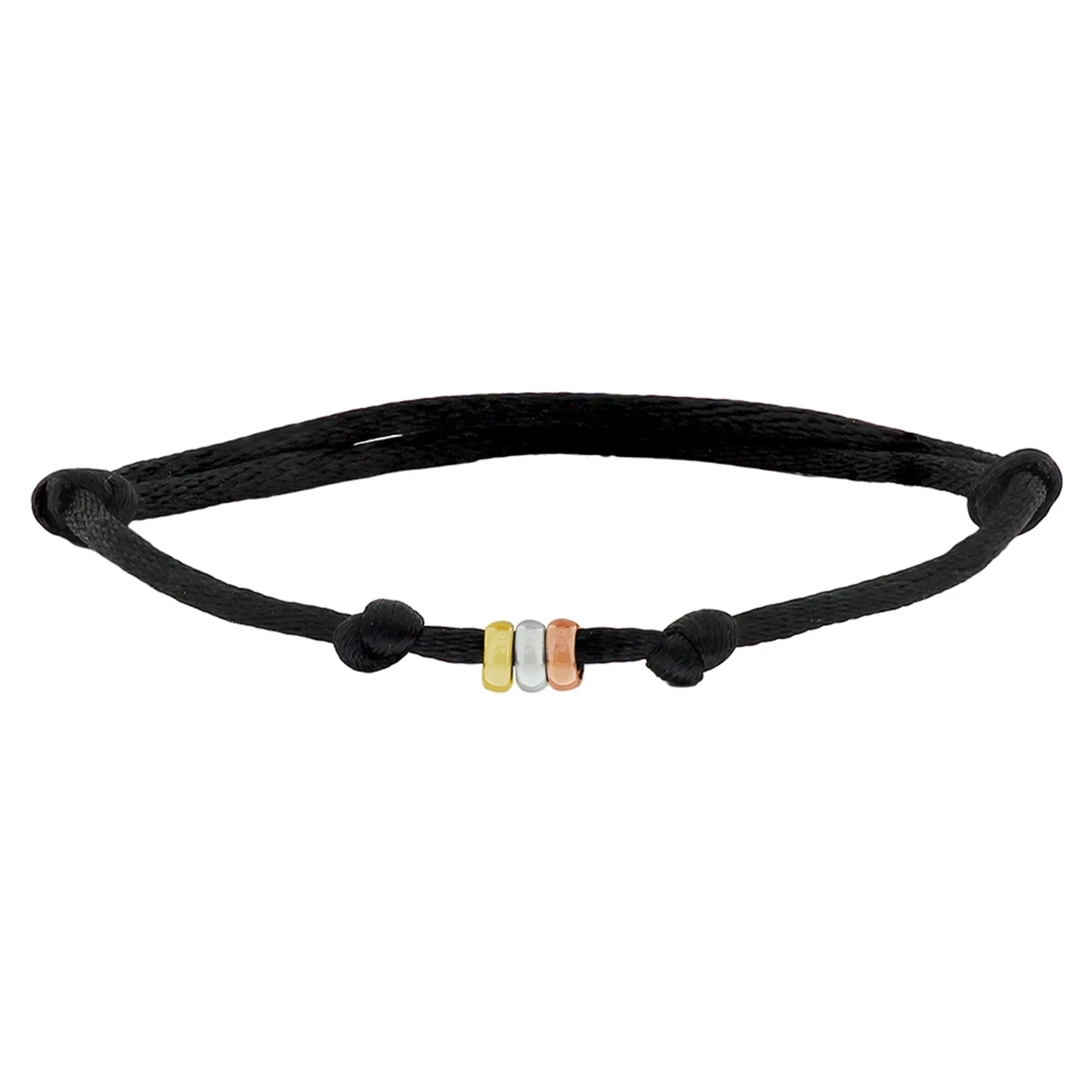 armband satijn tricolor 14K goud met rubber/nylon/leer