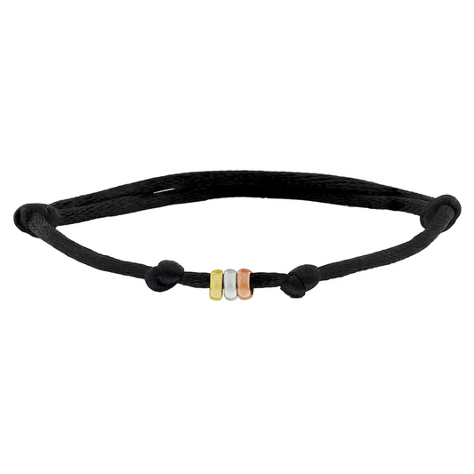 armband satijn tricolor 14K goud met rubber/nylon/leer