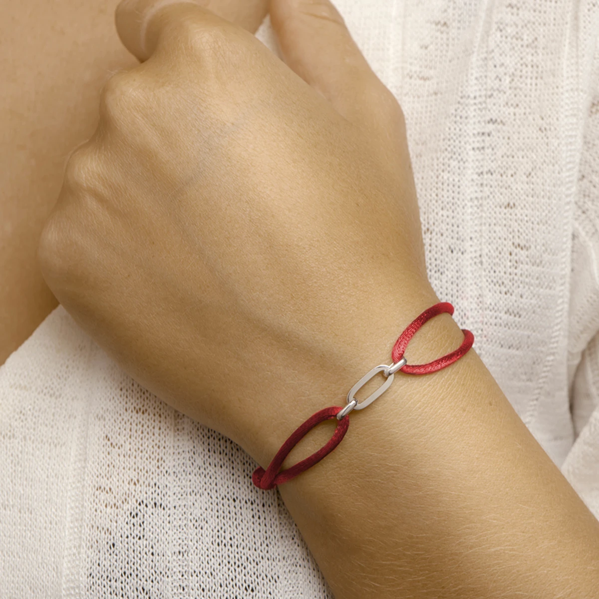 armband satijn zilver gerhodineerd met rubber/nylon/leer
