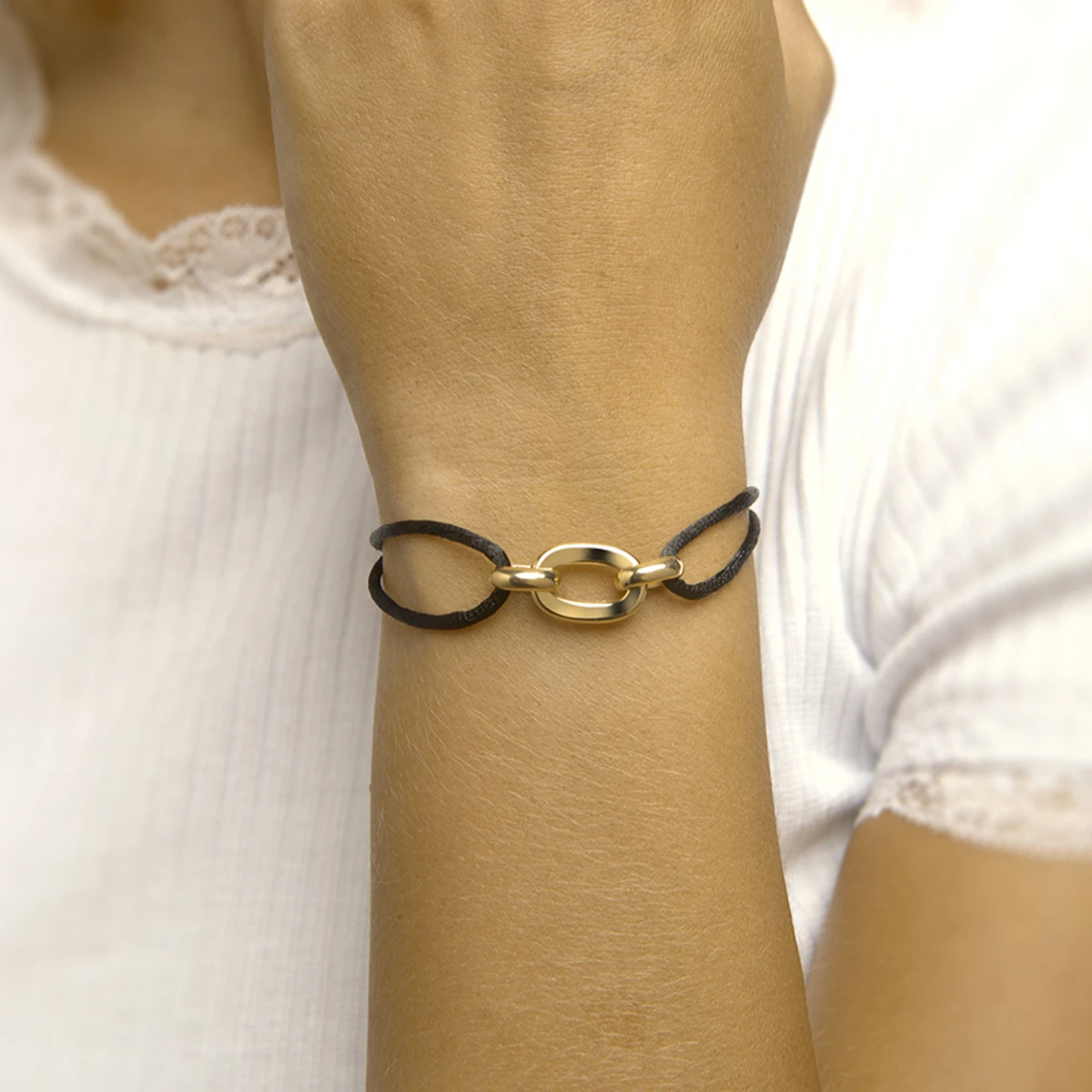 armband satijn zilver verguld (met rubber/nylon/etc)