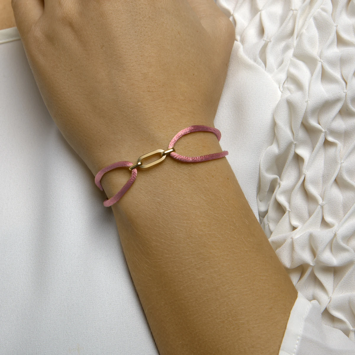 armband satijn zilver verguld (met rubber/nylon/etc)