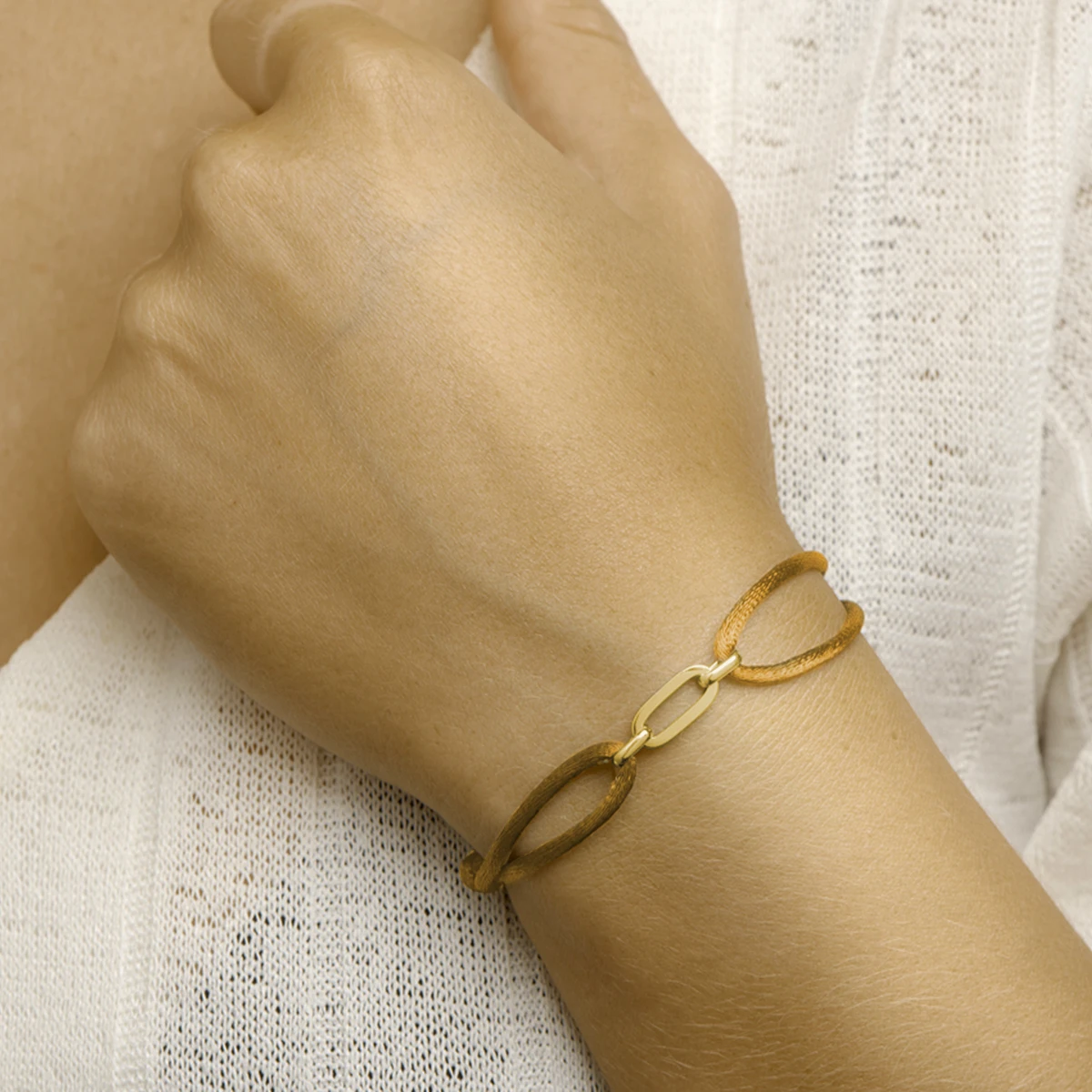 armband satijn zilver verguld (met rubber/nylon/etc)