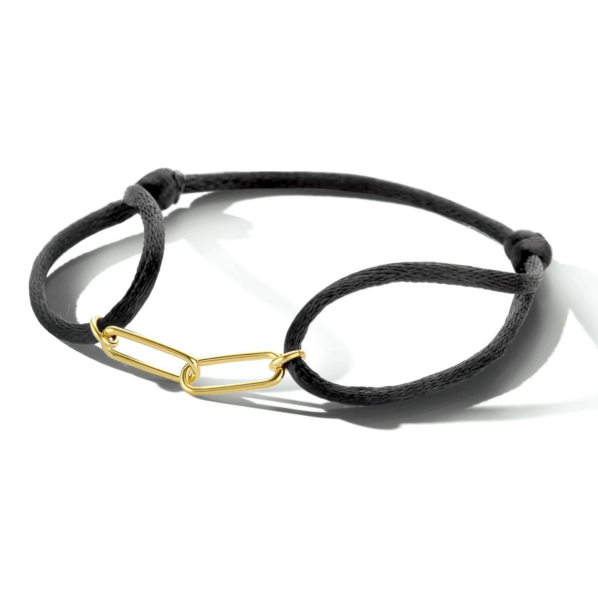 armband satijn zwart 13 - 26 cm zilver verguld (met rubber/nylon/leer)