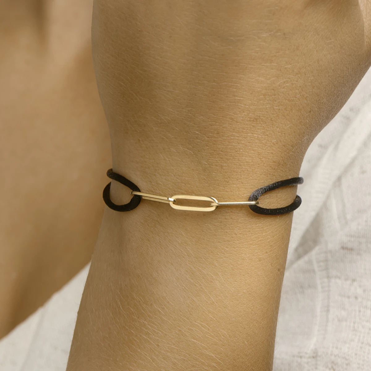 armband satijn zwart 13 - 26 cm zilver verguld (met rubber/nylon/leer)