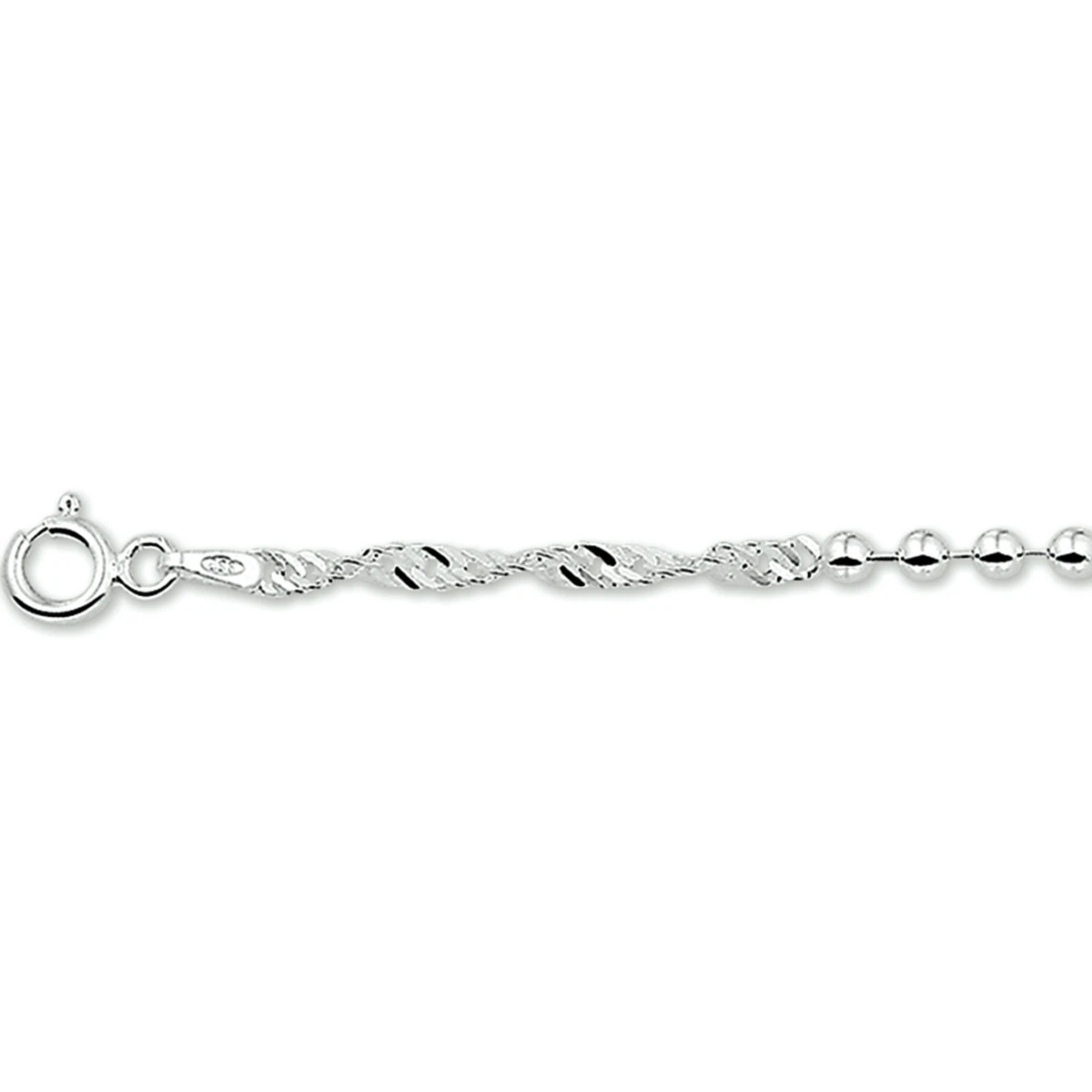armband singapore en bolletjes 18 cm zilver gerhodineerd