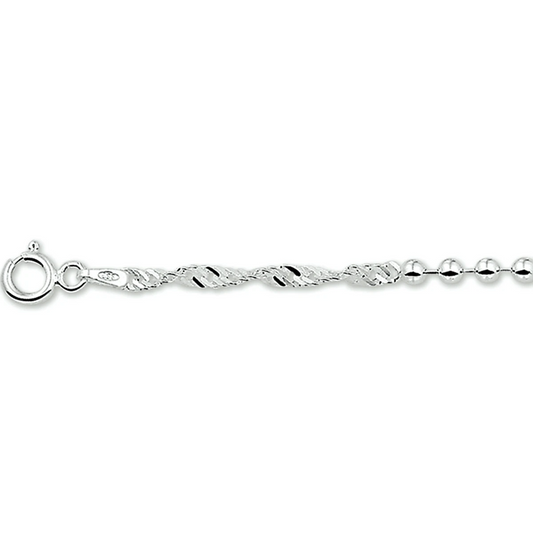 armband singapore en bolletjes 18 cm zilver gerhodineerd