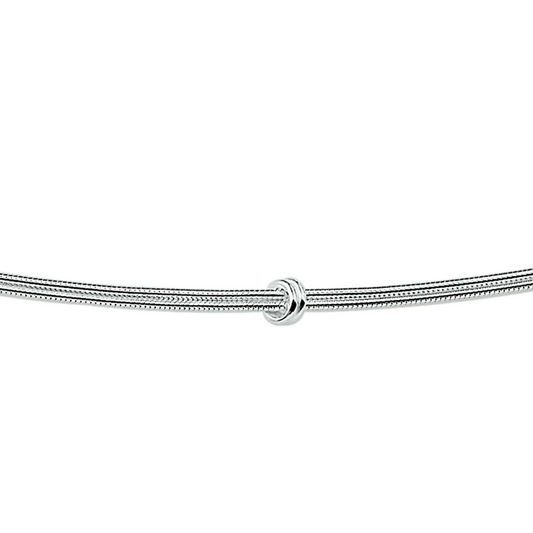 armband slang en knoop 1,5 mm zilver wit
