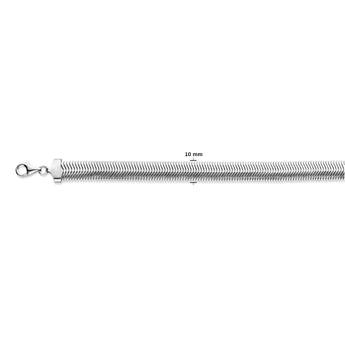 slang plat (bol) 10 mm zilver gerhodineerd
