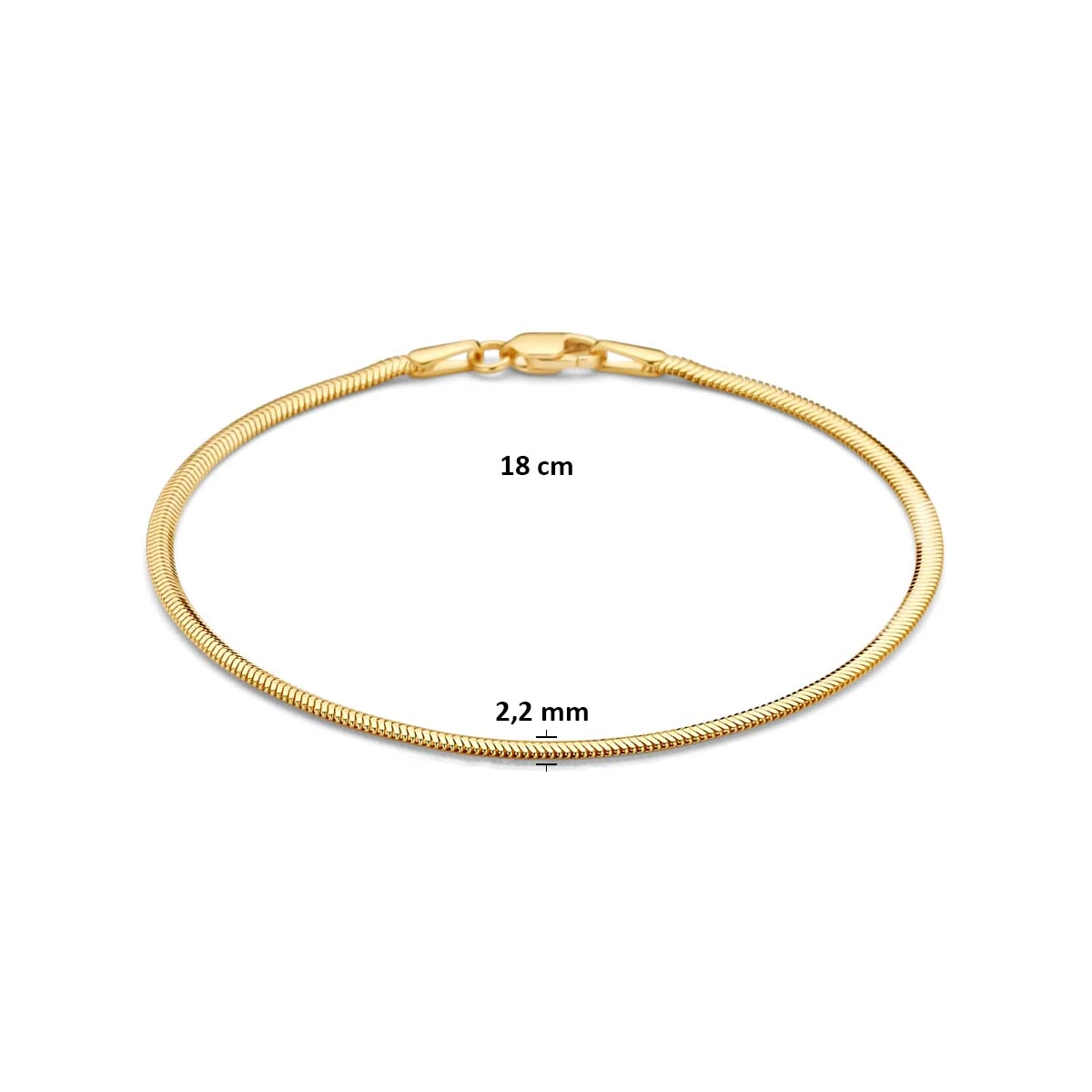 armband slang plat (bol) 2,2 mm 18 cm 14K geelgoud