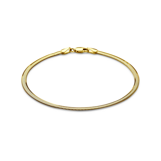 slang plat (bol) 2,6 mm 18 cm 14K geelgoud