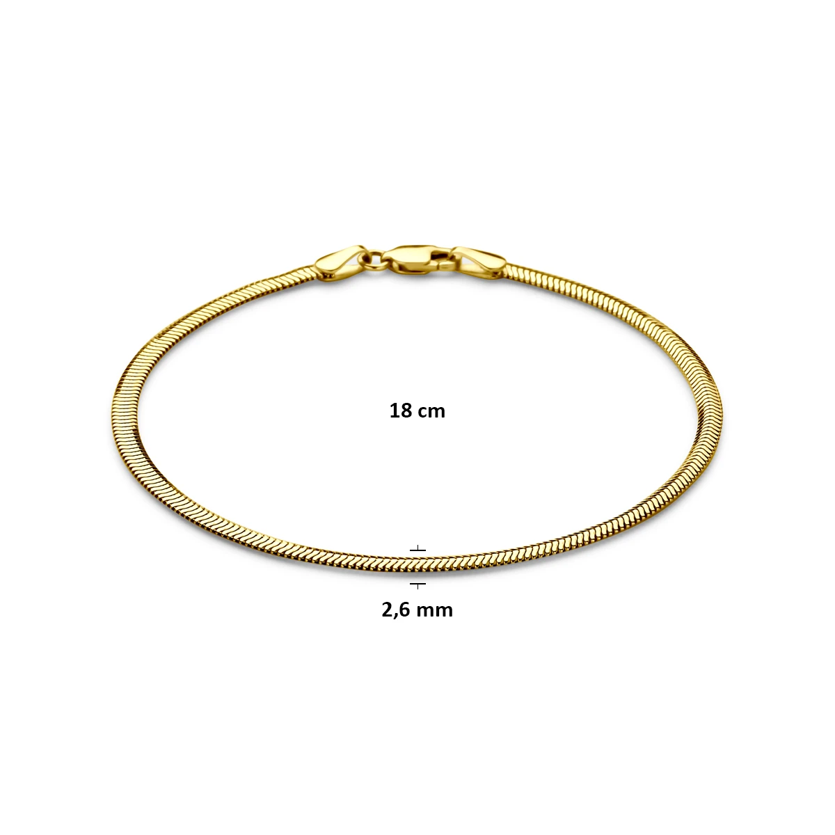 slang plat (bol) 2,6 mm 14K geelgoud