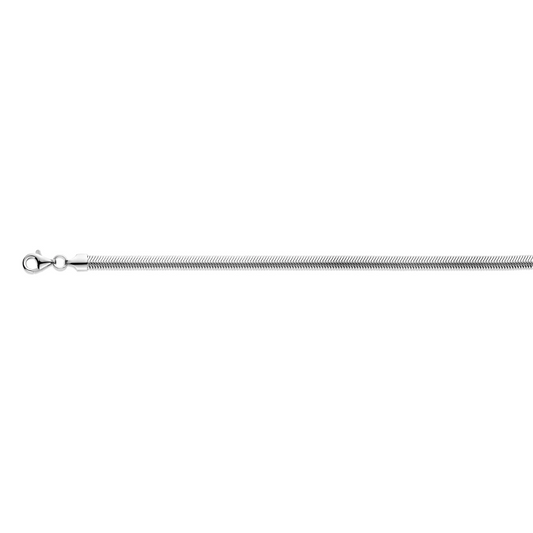 slang plat (bol) 4,2 mm zilver gerhodineerd