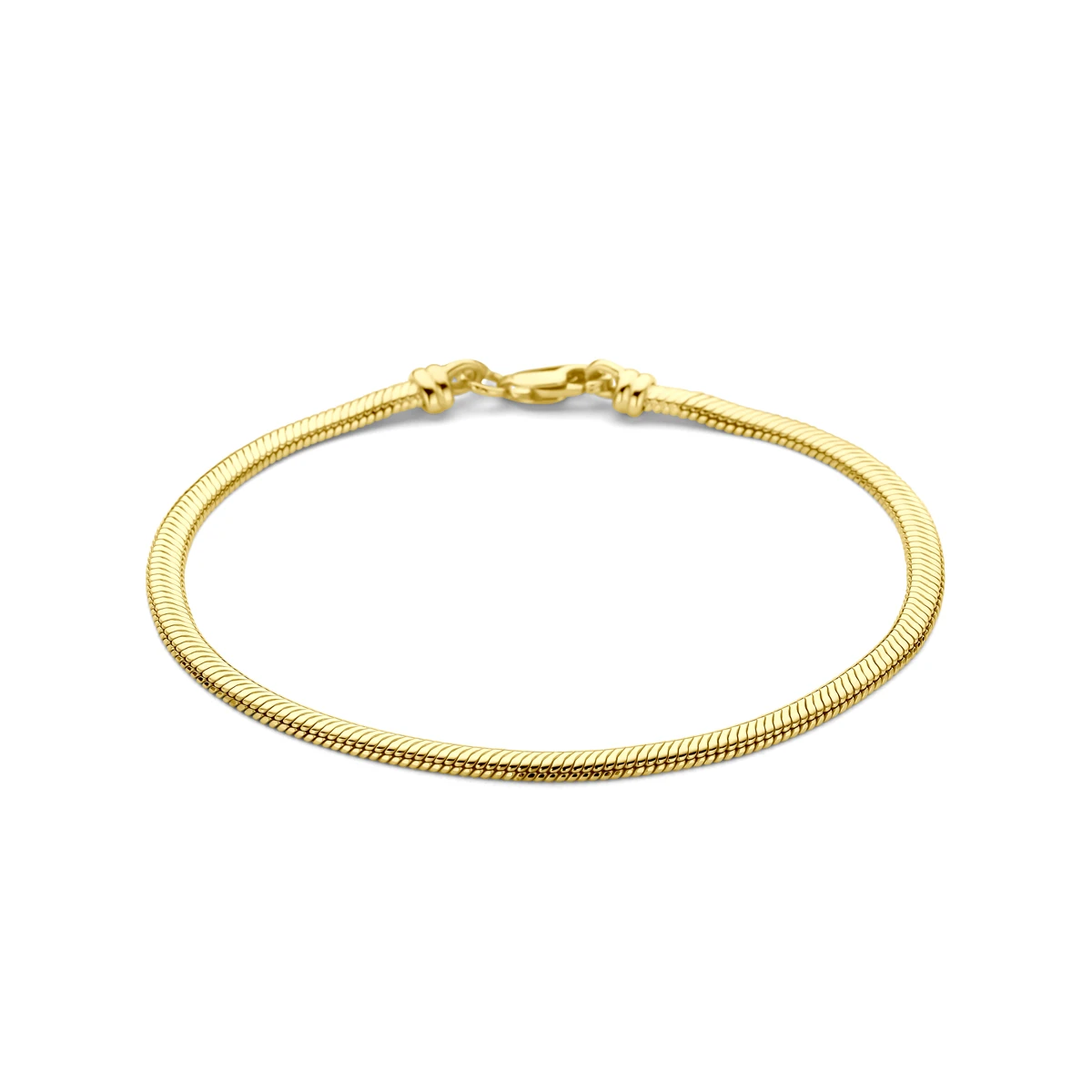 armband slang plat (bol) massief 3,3 mm 19 cm silgold (geel met zilverkern)